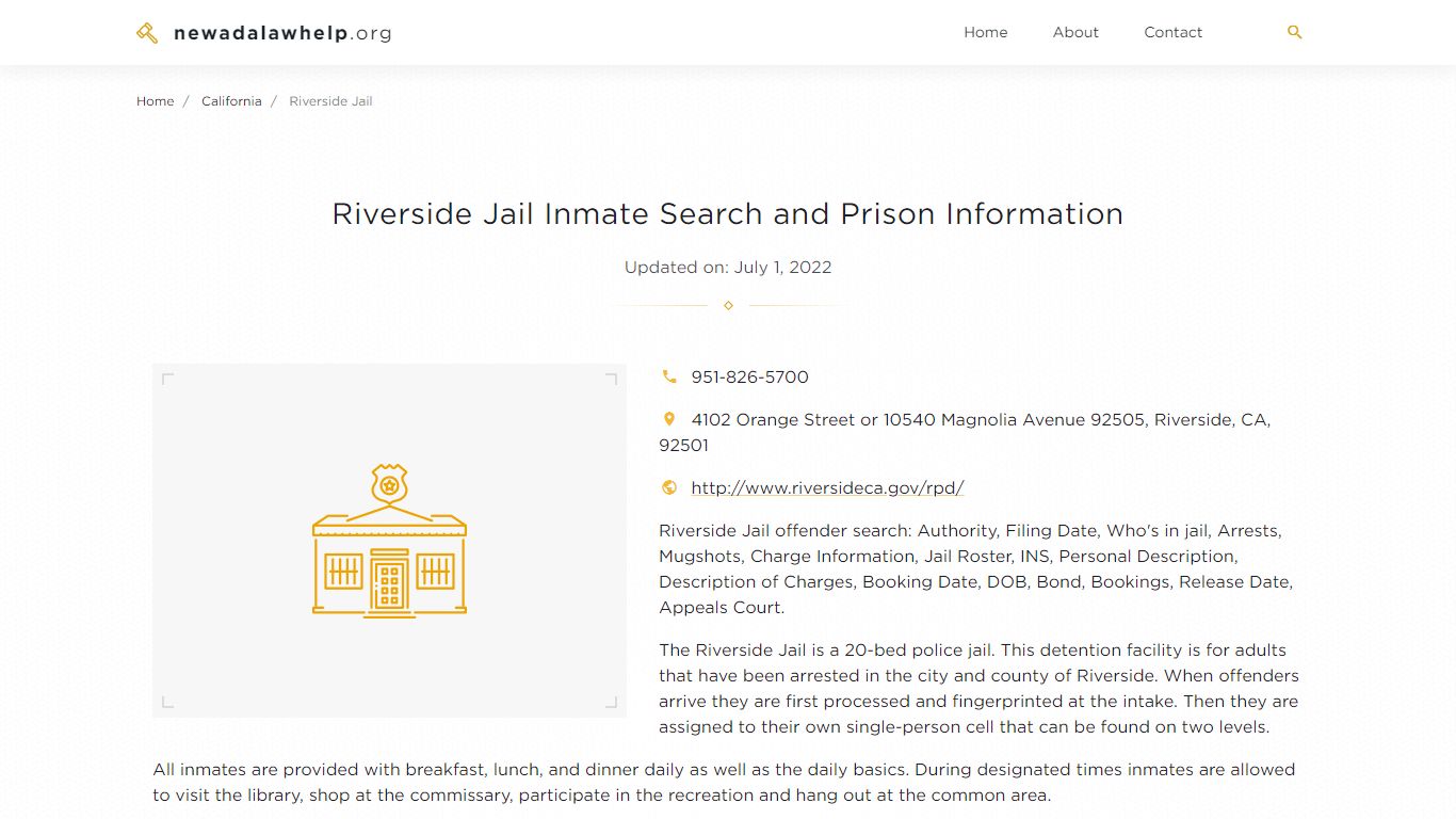 Riverside Jail Inmate Search, Visitation, Phone no ...